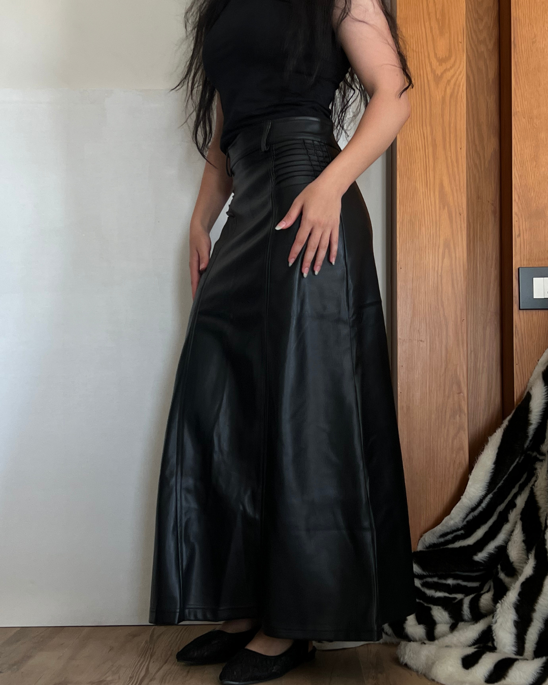 maxi leather skirt