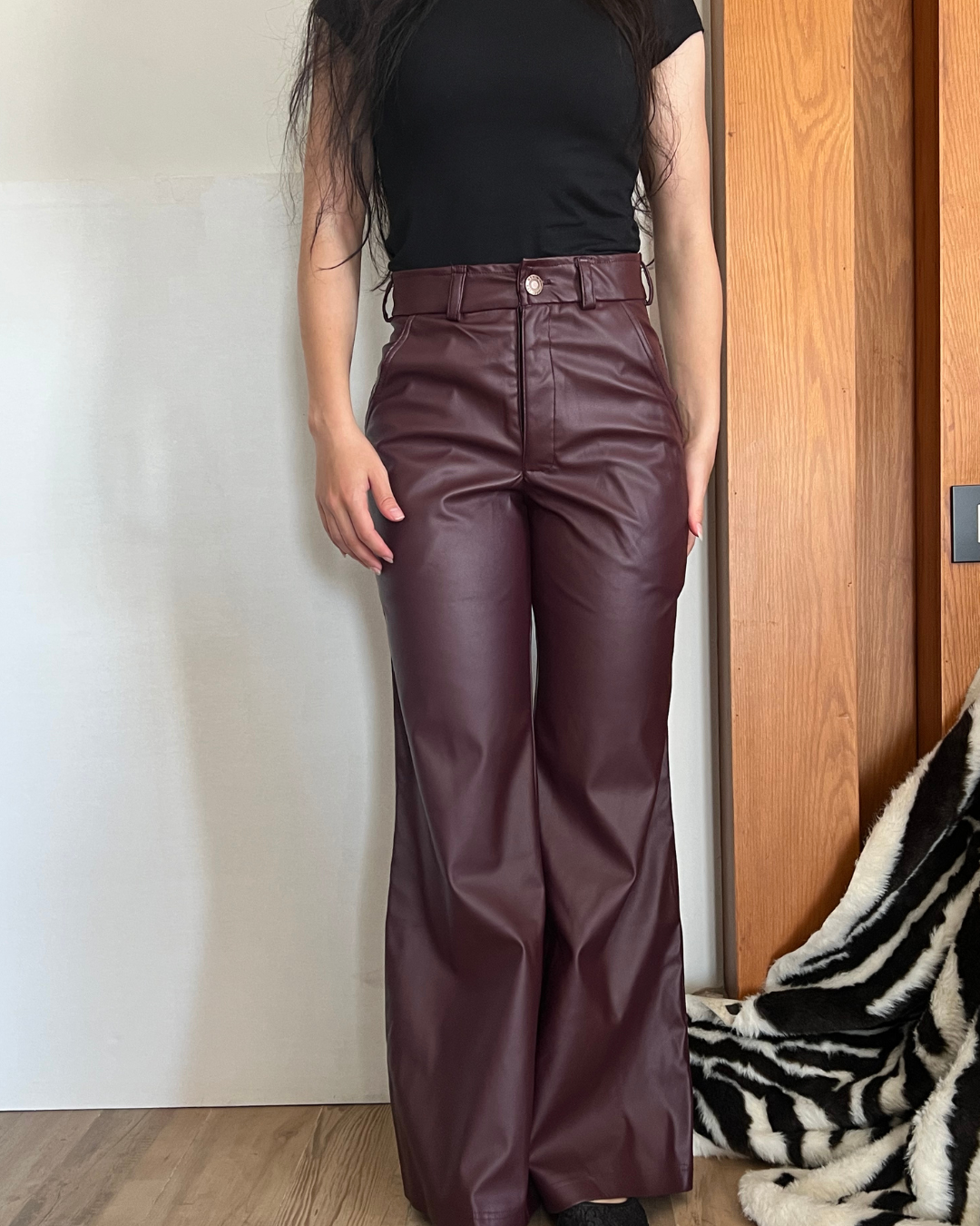 cherry leather pants