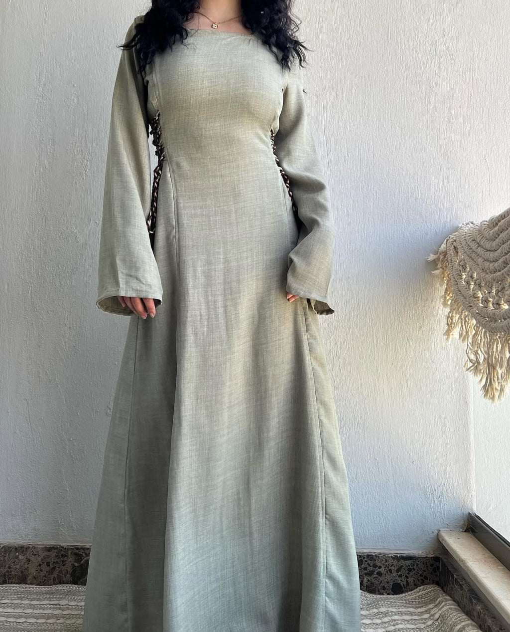linen olive dress