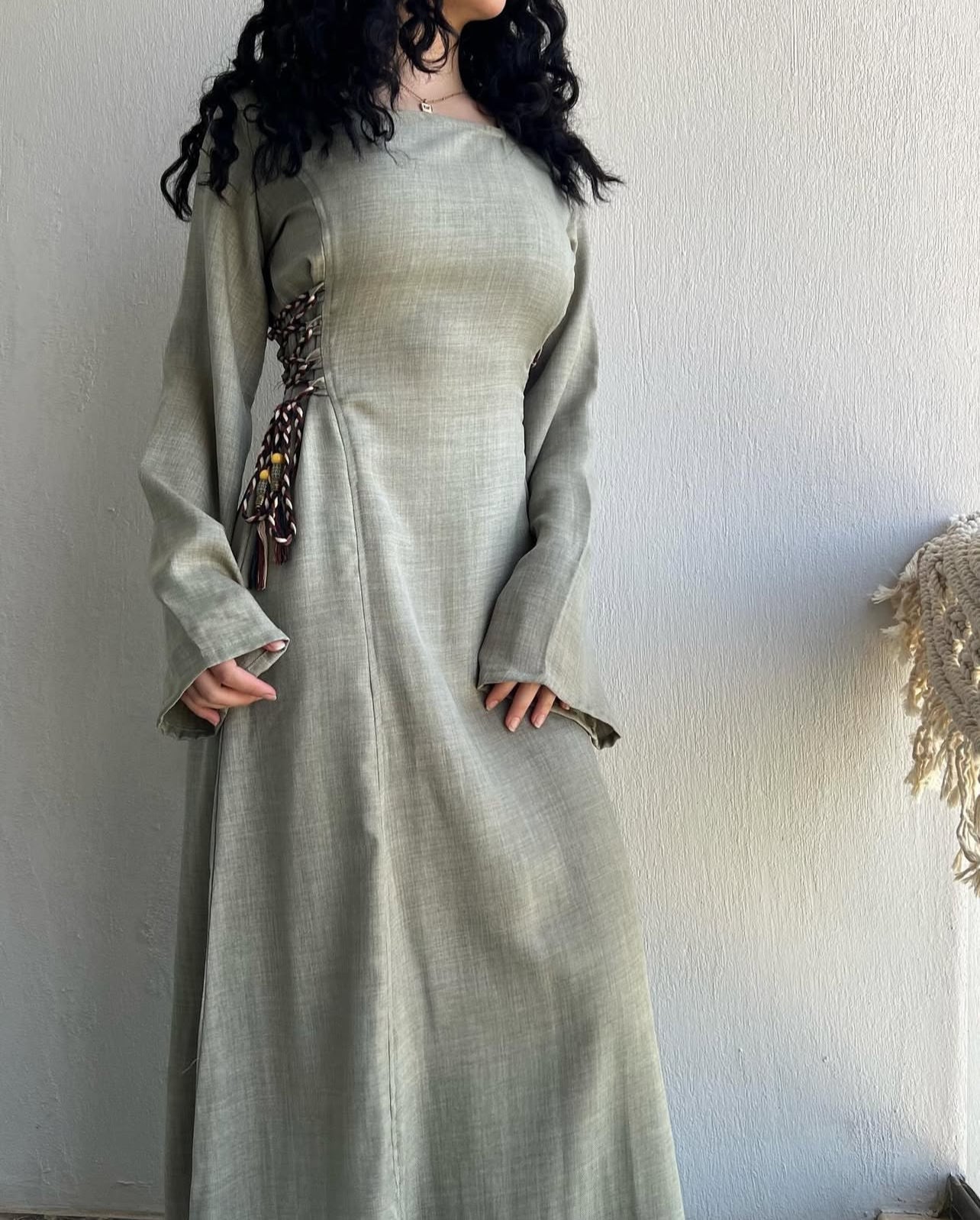 linen olive dress