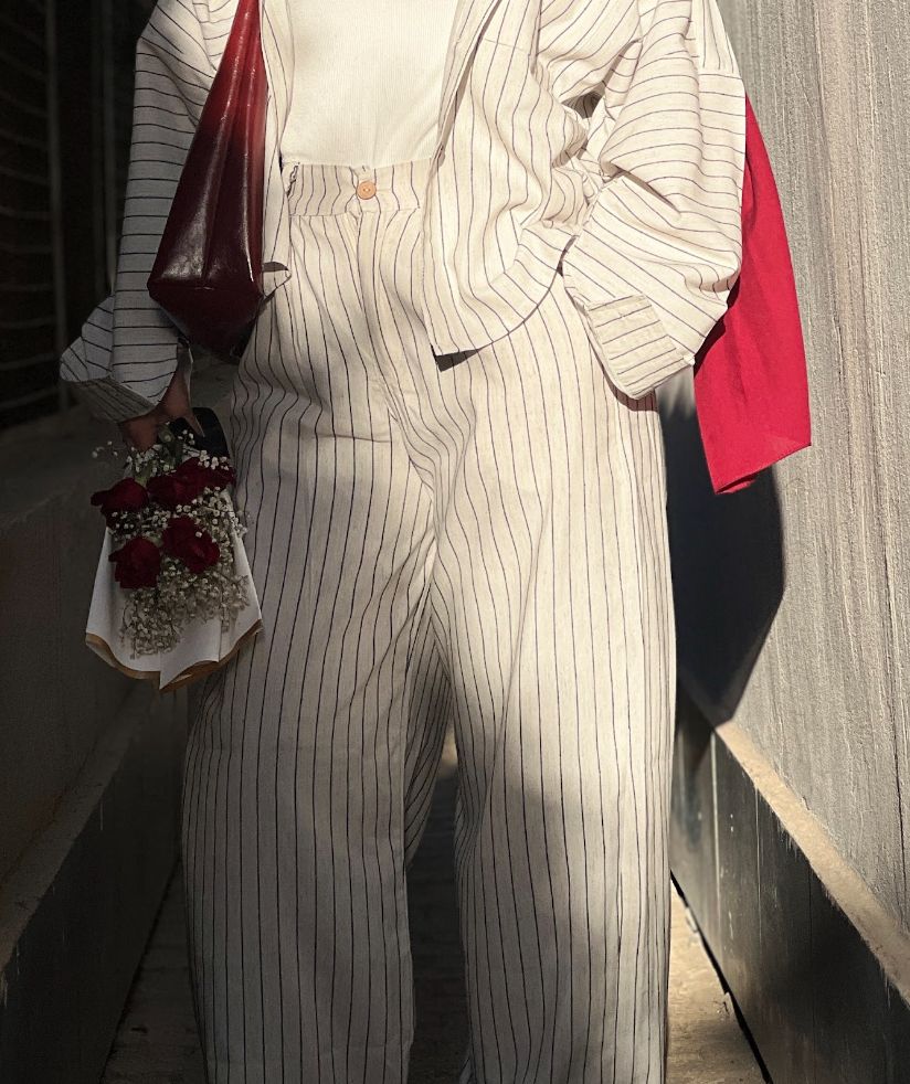 linen stripe pants
